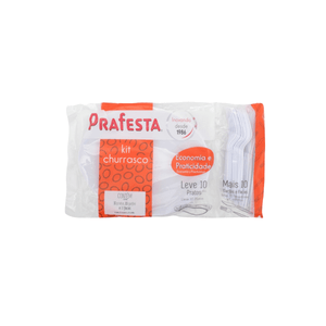 Kit Churrasco Descartável para Refeição Branco com 10 Unidades