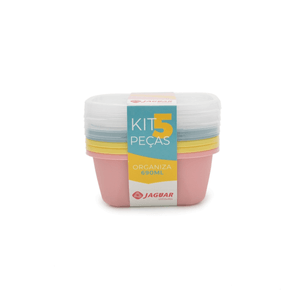 Kit de Potes 5 Unidades com Tampa 690ml Sortido