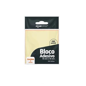 Bloco Adesivo Jocar Office Amarelo Pastel C/100 Folhas