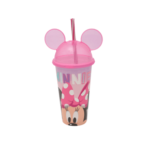 Copo Plástico com Tampa, Orelhas e Canudo Minnie 500ml Sortido