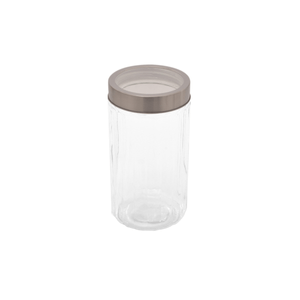 Pote de Vidro Transparente com Tampa de Metal Prata 1,6L