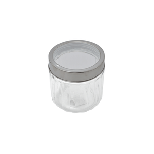 Porta Mantimento de Vidro Redondo com Tampa Metal Prata 870ml