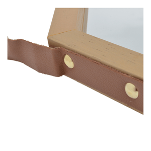 Espelho Oitavado 40x40cm com Alça Moldura Caramelo