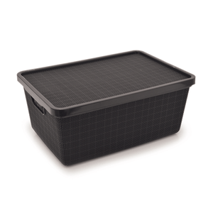 Caixa Organizadora Rattan com Tampa 16L Preta