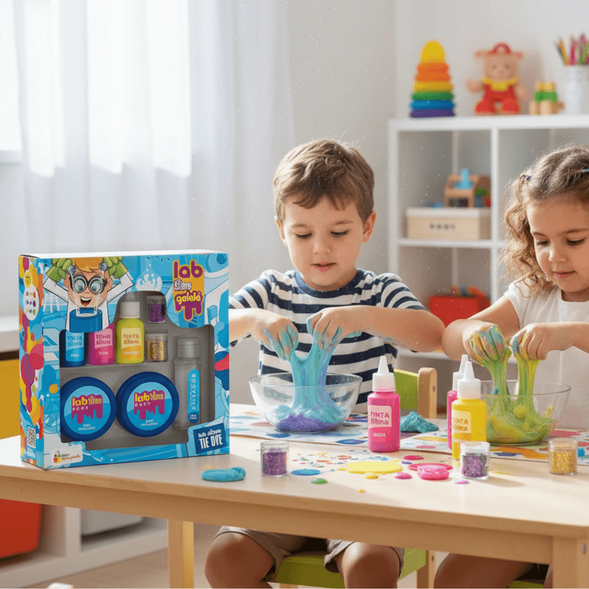 Maravilhas do Lar | Kit Lab Slime Tie Dye c/ Tintas e Glitter