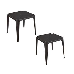 Kit com 2 Mesas Plásticas Monobloco Quadradas Pretas