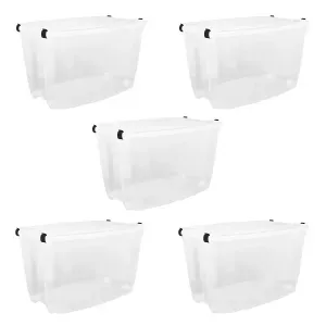 Kit 5 Caixas Organizadoras com Rodízio Alta 78L