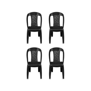 Kit 4 Cadeiras Plásticas Vime Bistrô Preta Empilhável