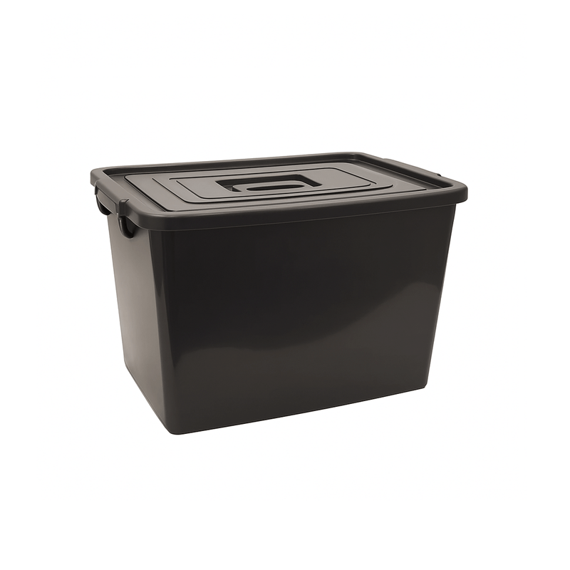 Kit 3 Caixas Organizadoras com Tampa e Trava 56 Litros Preta-1762371885501