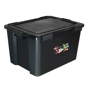 Caixa Organizadora Container Multiuso com Tampa e Trava 80L Preta