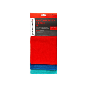 Kit Pano Microfibra 3 Peças Multiuso 30x30cm - Powermaid