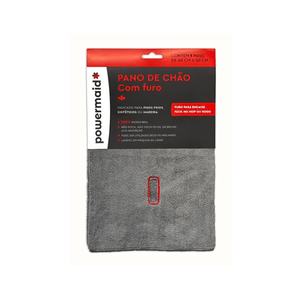 Pano de Chão com Furo Microfibra  60×50cm Cinza - Powermaid