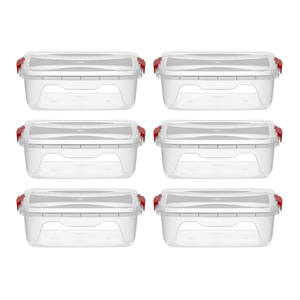 Kit 6 Caixas Organizadoras Baixa Transparente 10 Litros