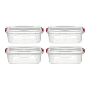 Kit 4 Caixas Organizadoras Baixa Transparente 10 Litros