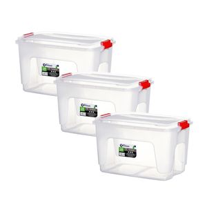 Kit 3 Caixas Organizadoras Transparentes 50 Litros