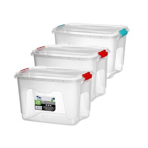 Kit 3 Caixas Organizadoras Transparentes 20 Litros