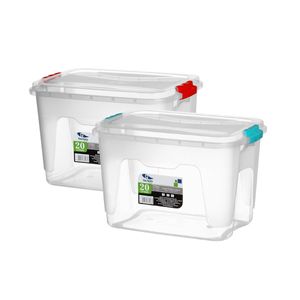 Kit 2 Caixas Organizadoras Transparentes 20 Litros