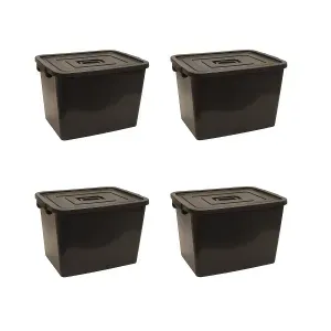 Kit 4 Caixas Organizadoras com Tampa e Trava 56 Litros Preta