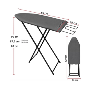 Tábua de Passar Roupa Loretta Preta - Aço Mix